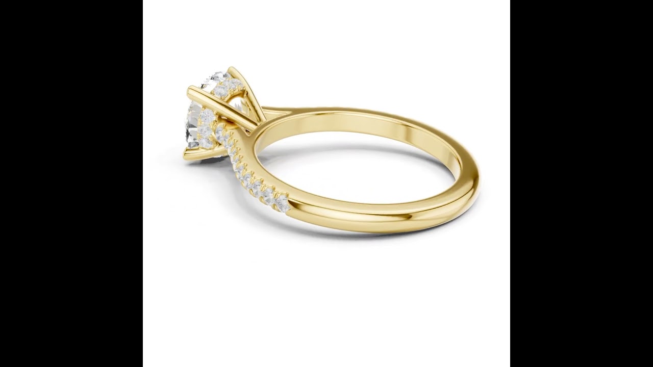 Round Cut Lab Grown Diamond Hidden Halo Engagement Ring