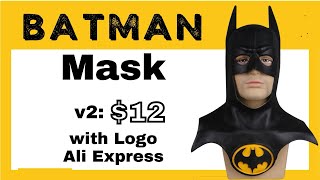 $12 1989 Batman Cowl Mask with Yellow Bat Logo from Ali Express - Bruce Wayne cosplay Michael Keaton