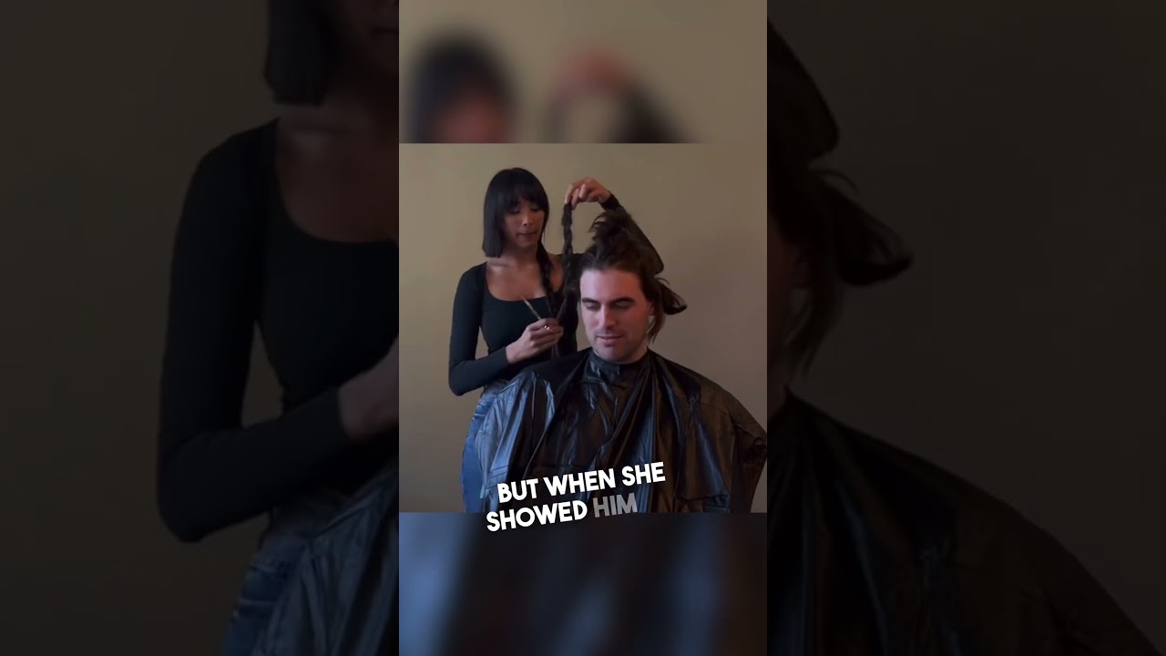 She cut her own hair to support his cancer fight ❤️