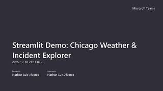 Team2 - Streamlit Demo Chicago Weather & Incident Explorer