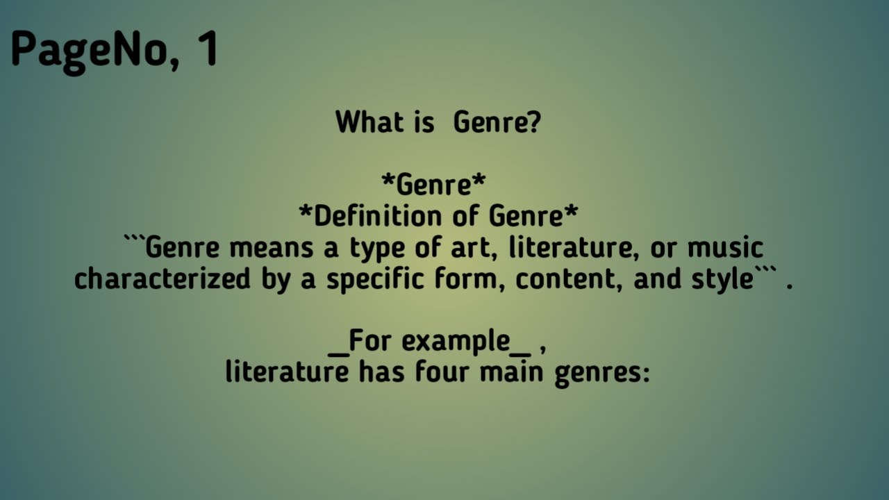 What is Genre|types of Genre By HM