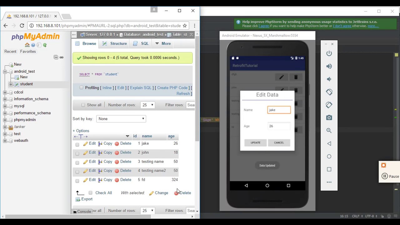 Retrieving & Updating online php server in Android via Retrofit Part 2/ ...