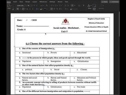 Worksheet answer Grade 6 - YouTube