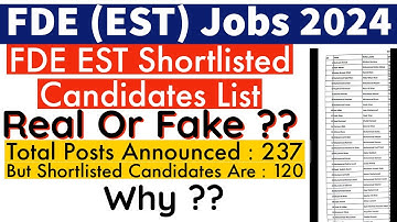 FDE EST Shortlisted Candidates List Real Or Fake?? - FDE EST Appointment Letters Dispatch 2024
