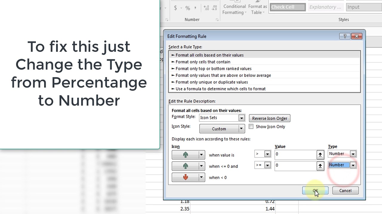 Ms Excel Conditional Formatting Icon Sets Not Following Rules Youtube