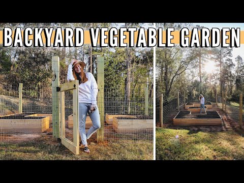 how I built my backyard vegetable garden with deer fence *full break-down* // DIY raised bed garden