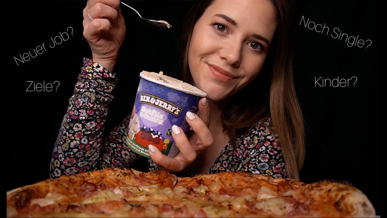 ASMR PIZZA & ICE CREAM MUKBANG + Eure Fragen beantworten [deutsch/german]