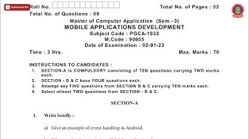 MCA 3RD SEM MOBILE APPLICATIONS DEVELOPMENT JAN 2023 | PTU