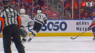Pierre-Luc Dubois gets a fortuitous bounce off the skate of Darnell Nurse for a goal.