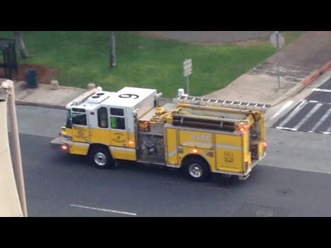 Kakaako Fire Station [Honolulu Fire Dept.] Engine 9 Responding (Wail and Yelp)