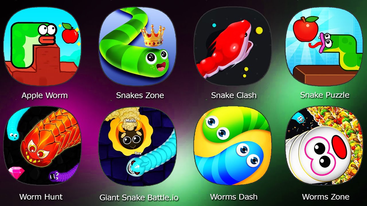Apple Worm,Snakes Zone,Snake Clash,Snake Puzzle,Worm Hunt,Giant Snake Battle io,Worms Dash,WormsZone