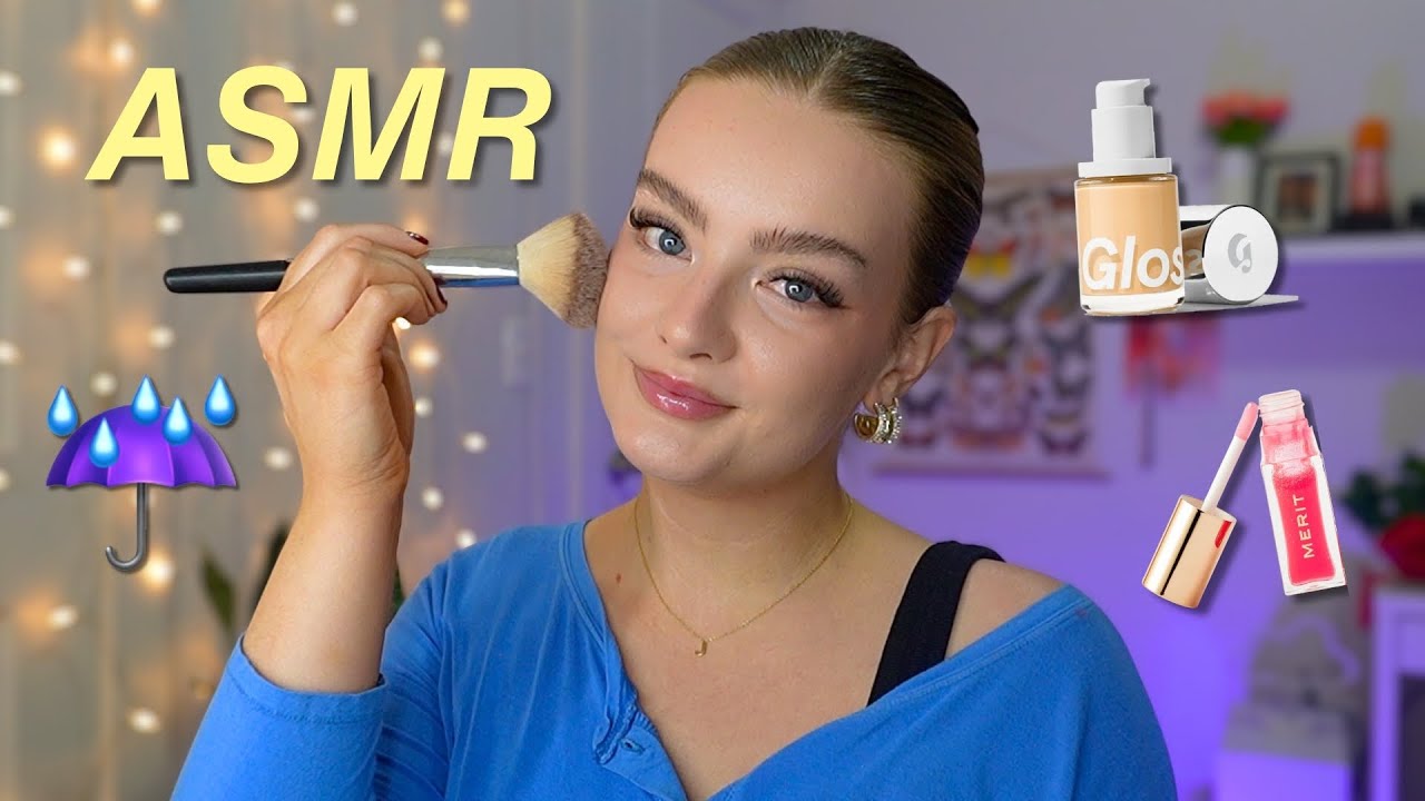 ASMR doing my makeup 💄🌧️  with rain sounds & slow whispers