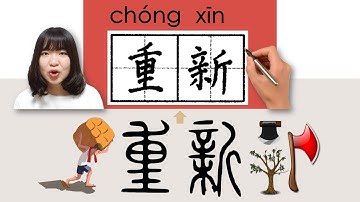 【NEW HSK4】#HSK4#_重新/chongxin_(again)How to Pronounce/Say/Write Chinese Vocabulary/Character/Radical