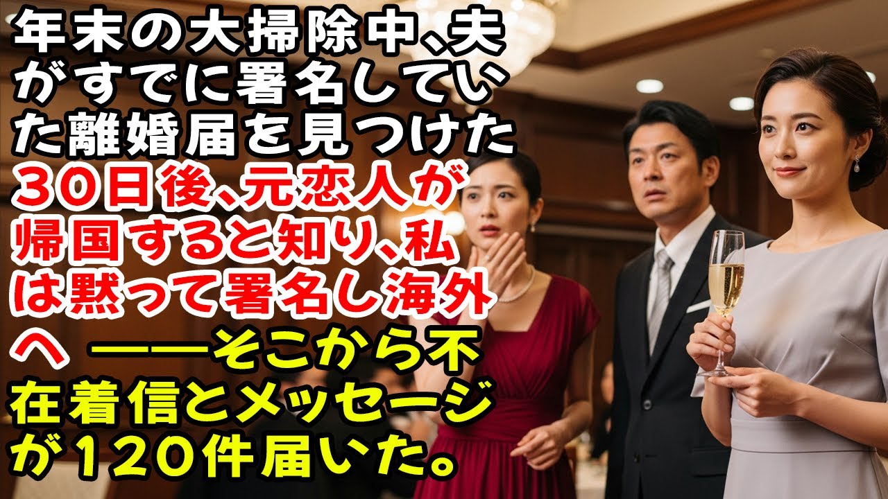 年末の大掃除中、夫がすでに署名していた離婚届を見つけた。30日後、元恋人が帰国すると知り、私は黙って署名し海外へ――そこから不在着信とメッセージが120件届いた。