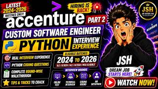 Accenture  Real Time Python Interview Experience Part-2| Custom Software Engineer Role