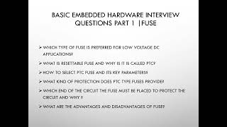Basic Embedded Hardware Interview Questions Part-1 Fuse!
