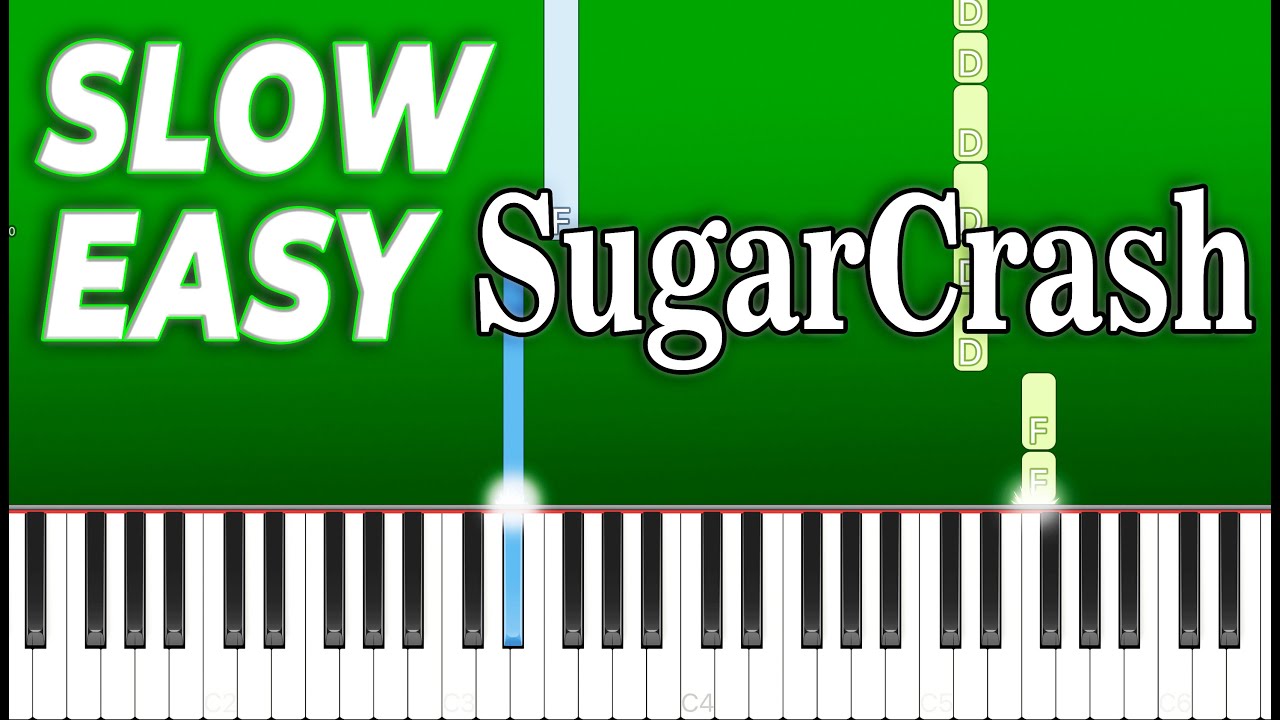 ElyOtto - SugarCrash (Slow Easy Piano Tutorial)