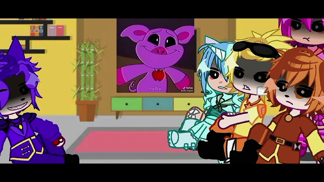 smiling critters react to poppy chapter 4/catnap edit on tiktok 💜🐱🌙