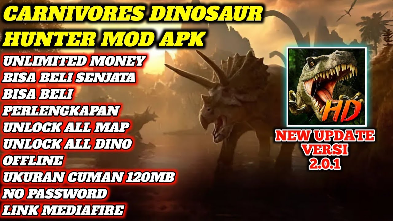 Carnivores dinosaur hunter mod apk terbaru versi 2.0.1 new update