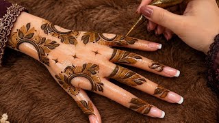 Very beautiful new style minimal henna design//bold and shaded leaf henna design tutorial #mehandi