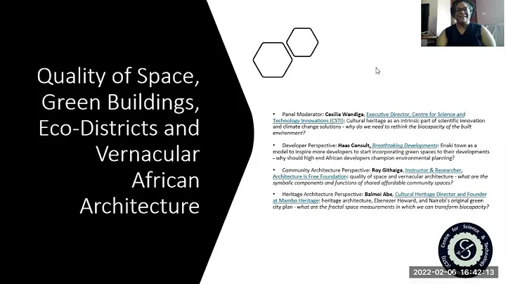 CSTI Science and Culture Odsomo Webinar Series: Quality of Space, Eco-Districts & African Design Pt1