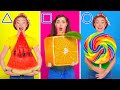 TRY NOT TO EAT || Last To Stop Eating Wins! Geometric Shape Food Challenge By 123 GO! FOOD