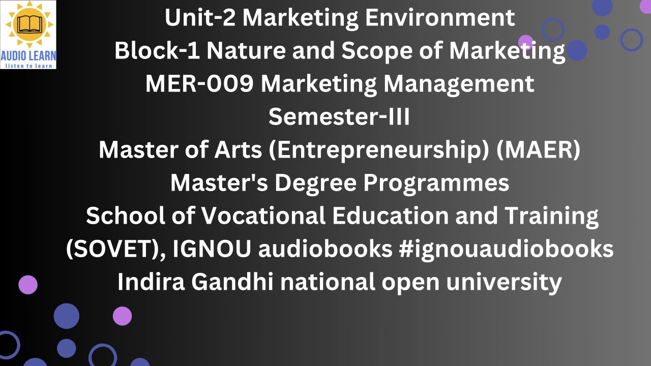 Unit-2 Marketing Environment Block-1 MER 009 SEM 3 MAER SOVET 