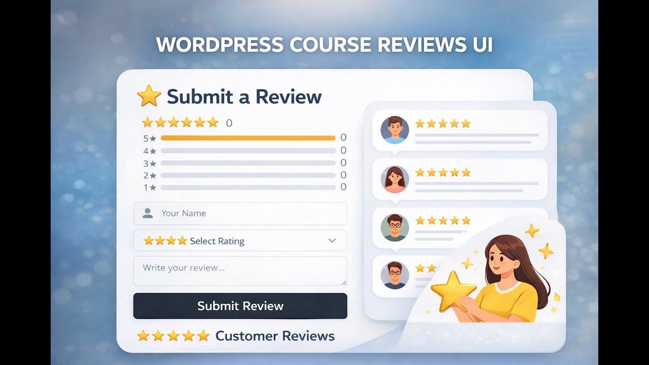 WordPress Course Reviews UI | Custom Review & Rating System Without Plugin
