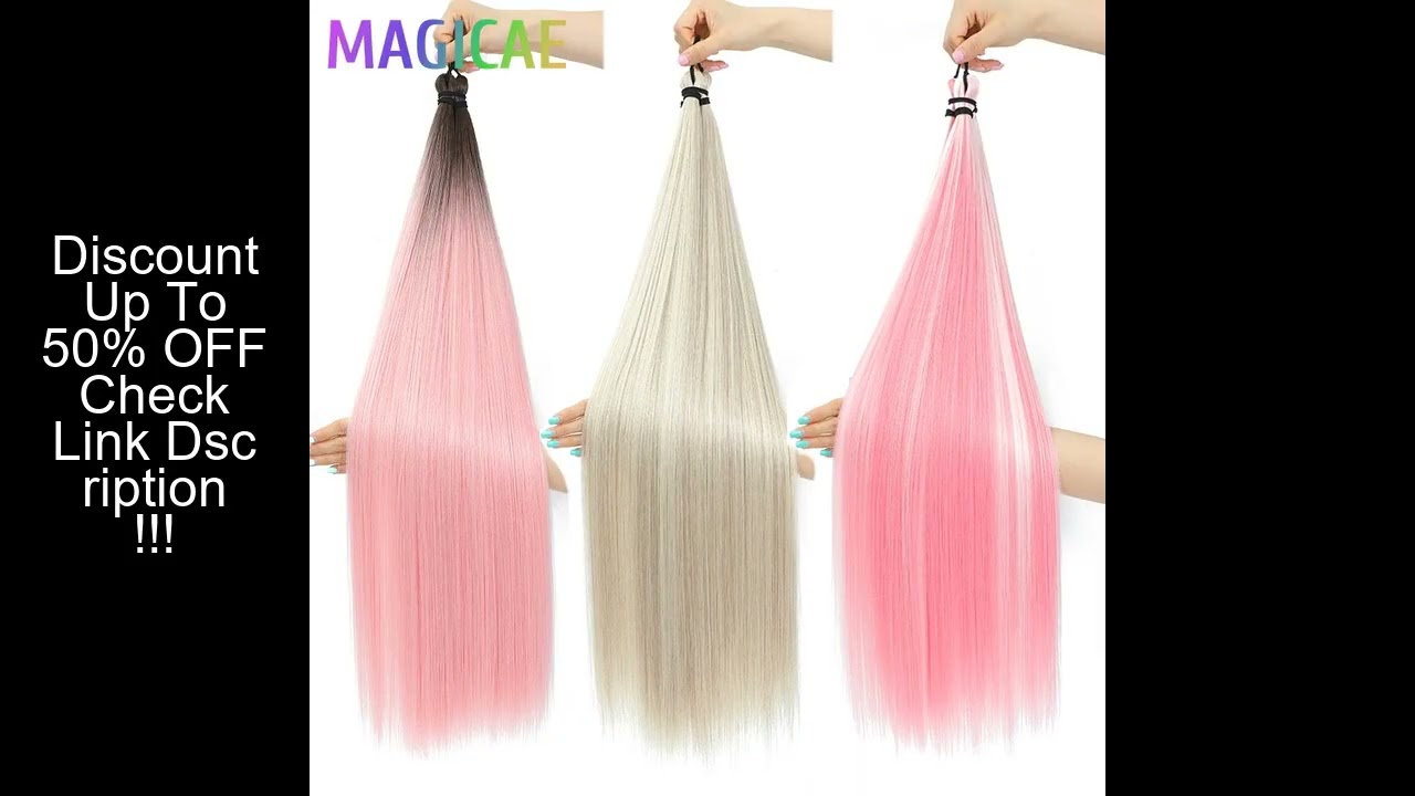 3Pcs 28Inches 300Grams Straight Blond Pink Ombre Rainbow Twist Crochet Braids Hair Extension High Te