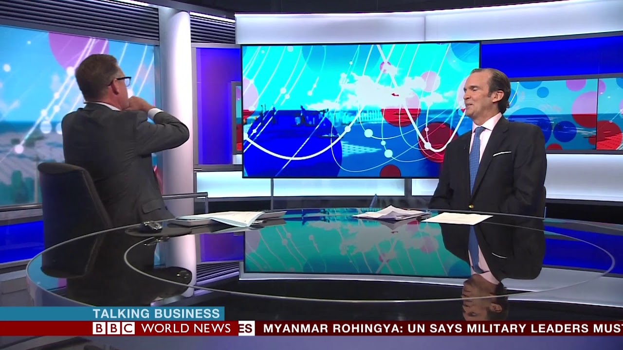 Talking Business from Studio C on BBC World News with Aaron Heslehurst
