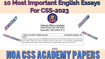 CSS 2023 English Essay Mock Paper| NOA CSS Academy |Most Important Essays @JWTCSSVideos