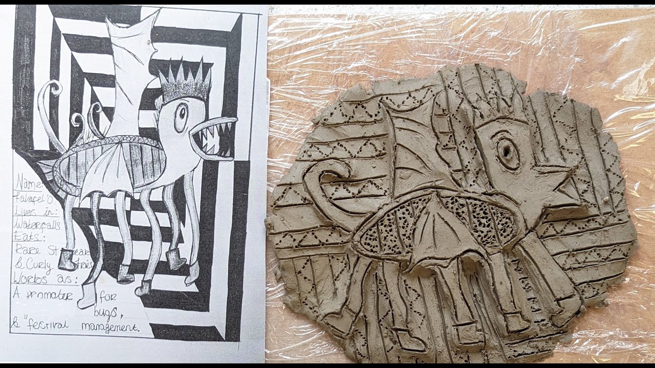 Art resource -   Tim Burton inspired clay relief tile