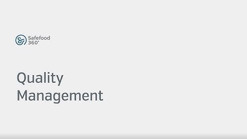 Quality Management Module Safefood 360°