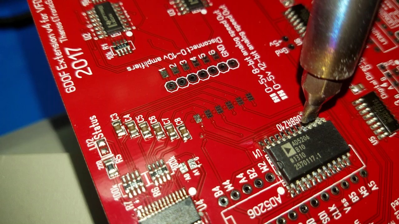 Hot air SMT soldering the DAC on 6dof ext pcb