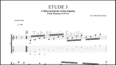 String Skipping Exercise: ETUDE 3 - A minor Pentatonic