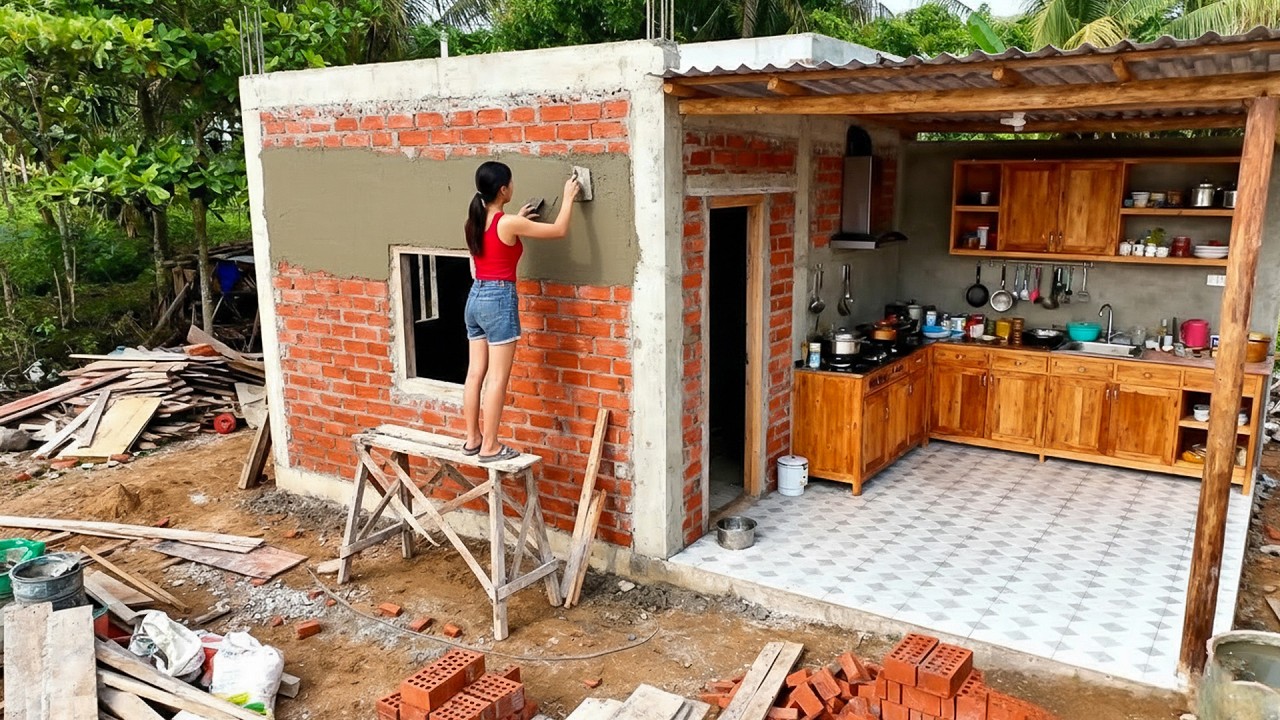 From Nothing to Modern Kitchen: Talented Woman Builds with Bricks and Cement in 46 Days