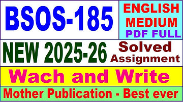 BSOS 185 solved assignment 2025-26 in English || bsos 185 solved assignment 2026 || ignou bsos185