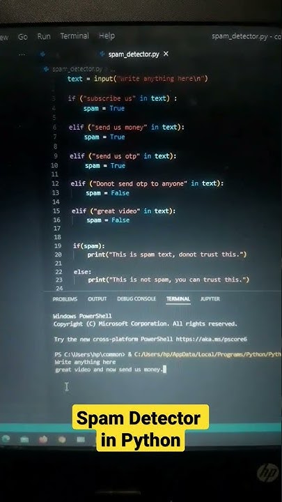 Spam Detector in Python | Python for Beginners | #shorts #python #progr ...