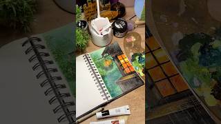Another rainy scene #youtubeshort #acrylicscenery #drawing #rainpainting #landscape #trendingshorts