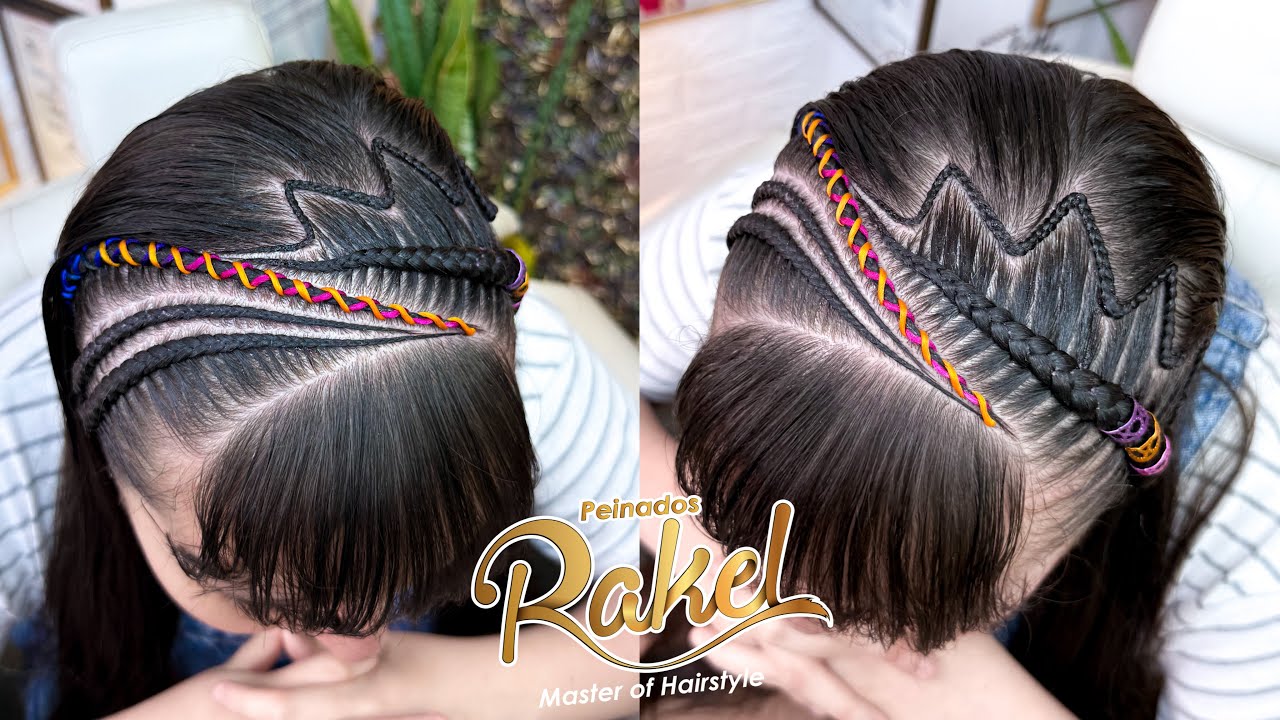 Peinado Con Diseño En Trenzas y Encintado FÁCIL/ Peinados Rakel