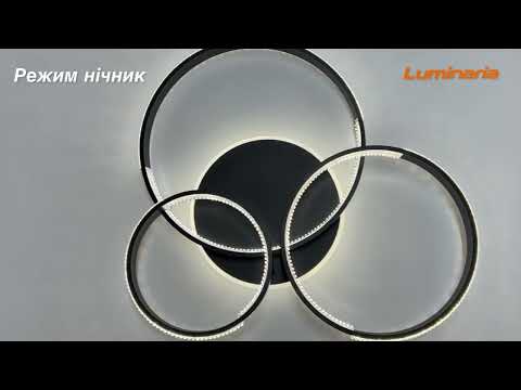 Люстра світлодіодна стельова LUMINARIA AKRILIKA ROUND 100W 4R BLACK/CLEAR / світильник LED (з пультом), видео 1