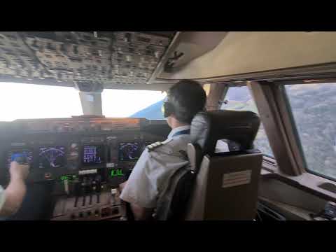 cockpit view.  BOEING 747-400 takeoff from OSLO Airport. With all radio communication.