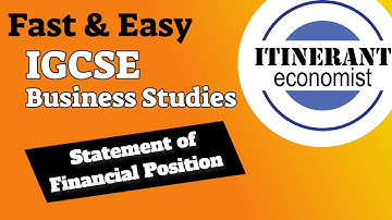 IGCSE Business studies 0450 - 5.4 - Statement of Financial Position