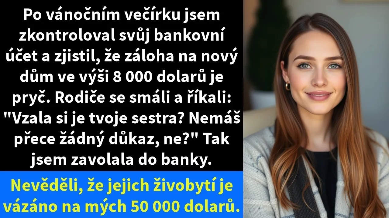Na vánočním večírku mi sestra řekla: „Jen si na chvíli půjčím tvůj telefon.“ O pár minut později bylo z mého účtu pryč 8 000 dolarů. Když jsem ji konfrontovala, rodiče se jen zasmáli: „Prostě si...