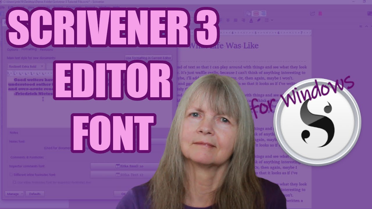 Scrivener 3 for Windows: Changing the Default Display Font in the Editor