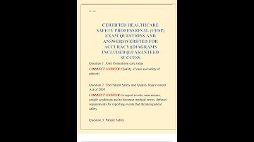 Certified Healthcare Safety Professional CHSP EXAM