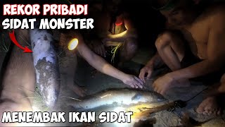 MENOMBAK SIDAT MONSTER DI SUNGAI MALAM HARI BERATNYA 4.5 KG PELUS | EEL SPEARFISHING SPEARGUN