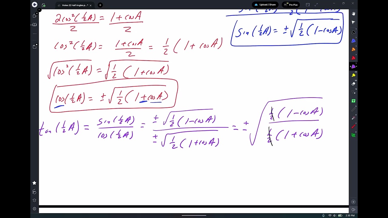 P Notes 22 Half Angles