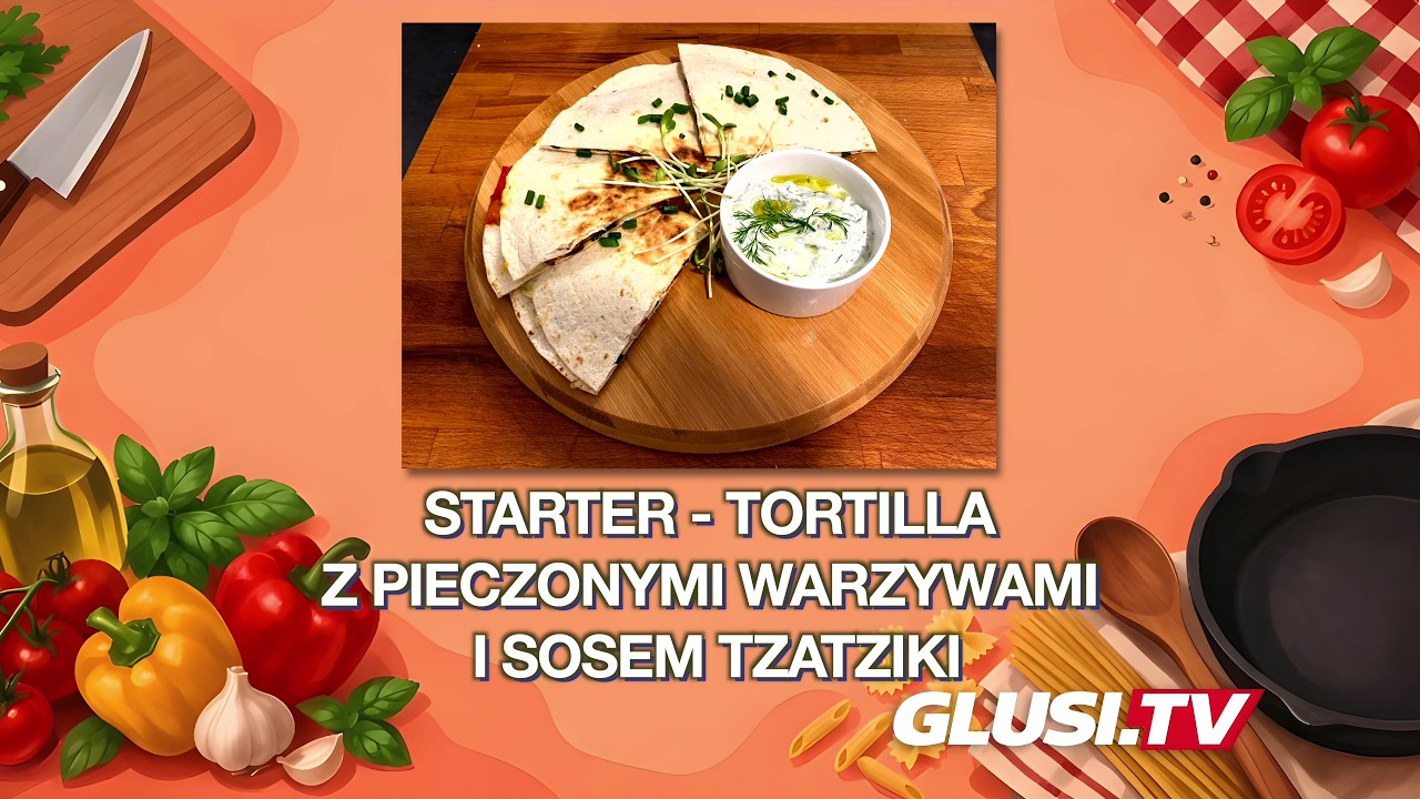 🌯 Tortilla z pieczonymi warzywami i sosem tzatziki #tortilla #warzywa #tzatziki #przepis #obiad