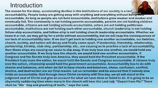 Bible Study, The Call to Accountability Part 2, August 13, 2026